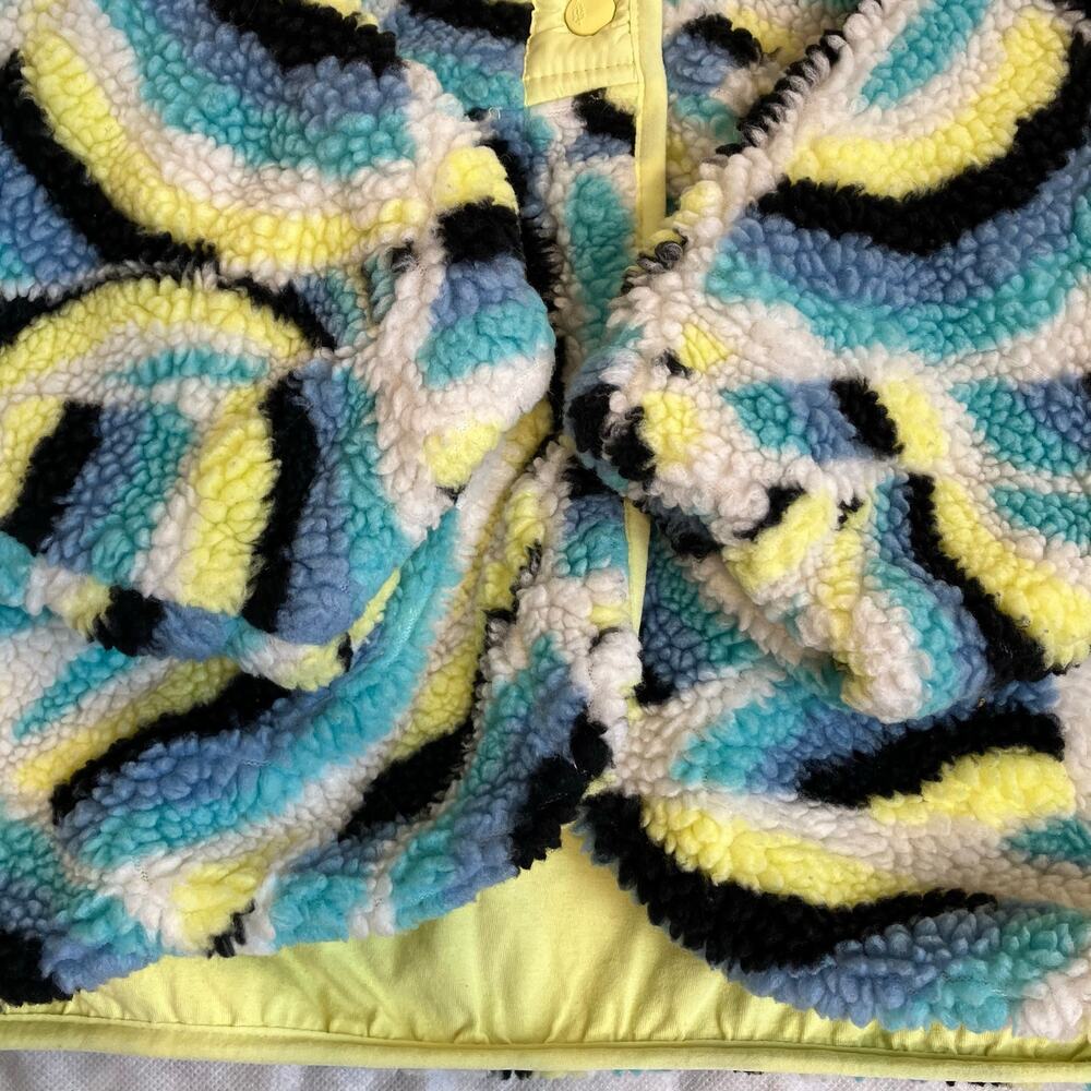 Free People Movement Sz M Rocky Ridge Jacket Sherpa Fleece Blue Rainbow Combo - Picture 6 of 16